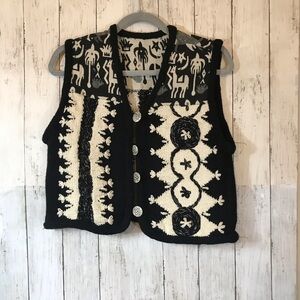 Vintage Ecuador Peruvian Aztec Crochet Vest
